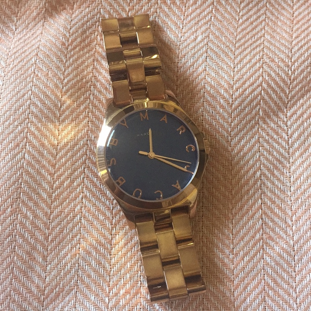 Rose Gold Marc by Marc Jacobs watch with blue face